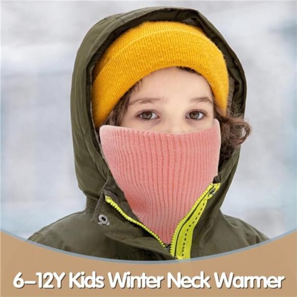 Kids Neck Warmer Winter Neck Gaiters Knitted Infinity Scarf for Boys Girls - Picture 3 of 4